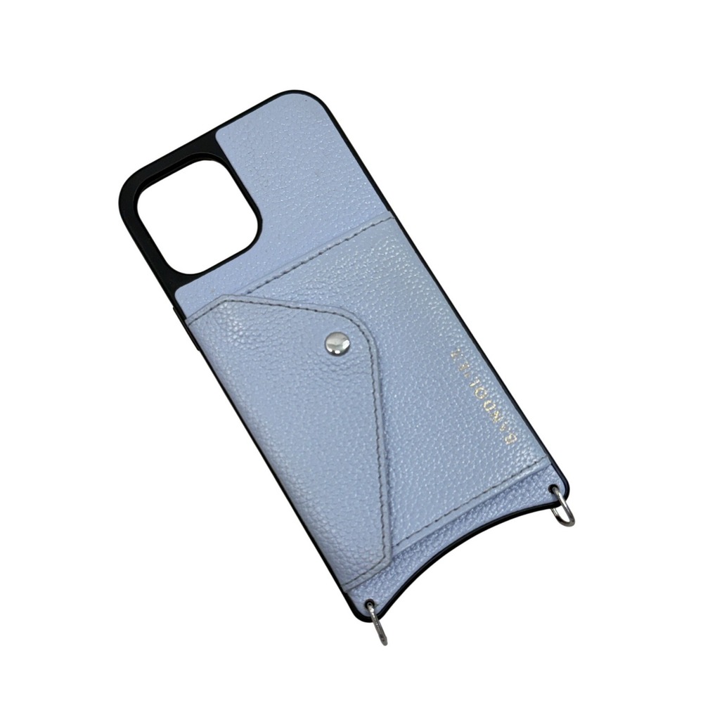 Bandolier Hailey iPhone 14 Pro Max Wallet Case Light Blue Pebble Leather